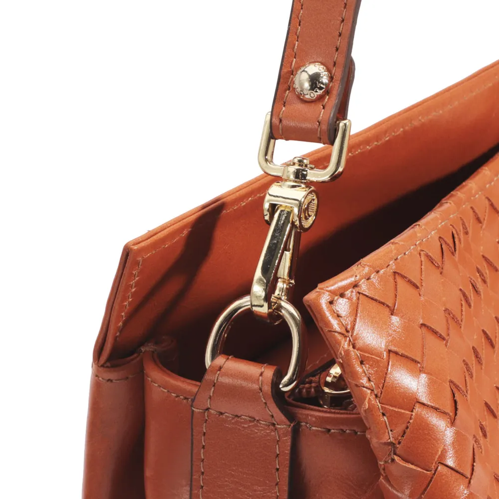 Bolsa De Ombro Tressê Couro Laranja - imagem 7