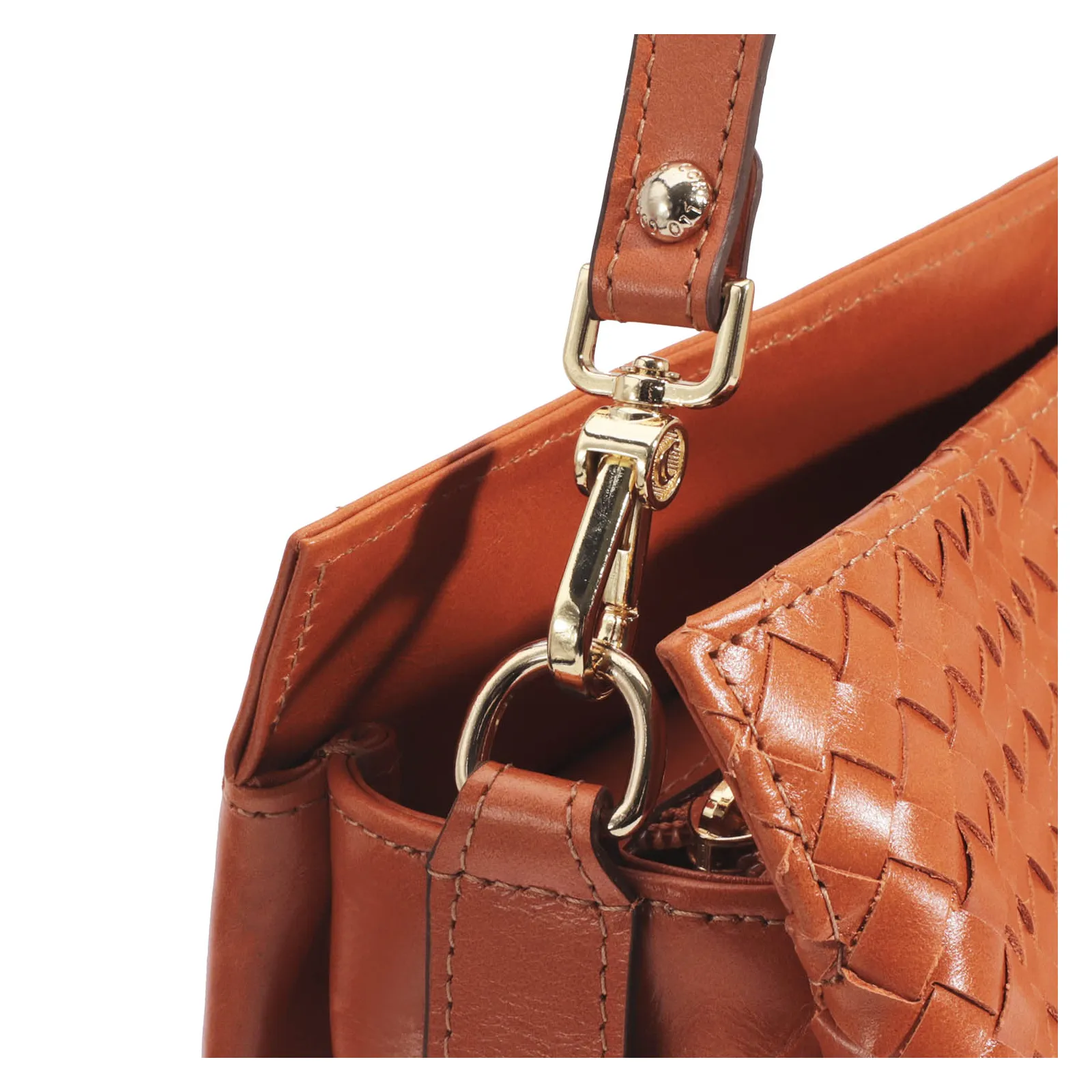 Bolsa De Ombro Tressê Couro Laranja