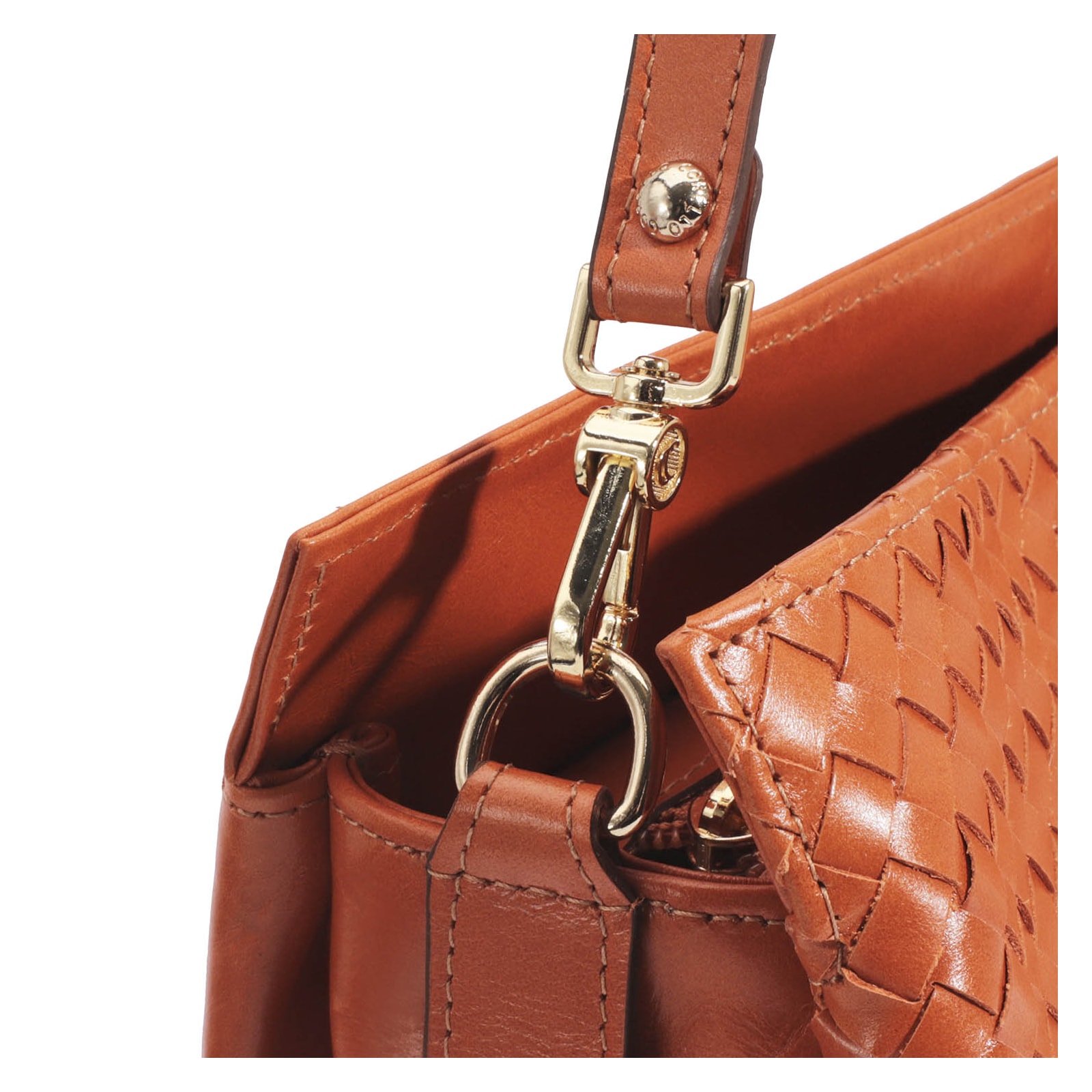 Bolsa De Ombro Tressê Couro Laranja