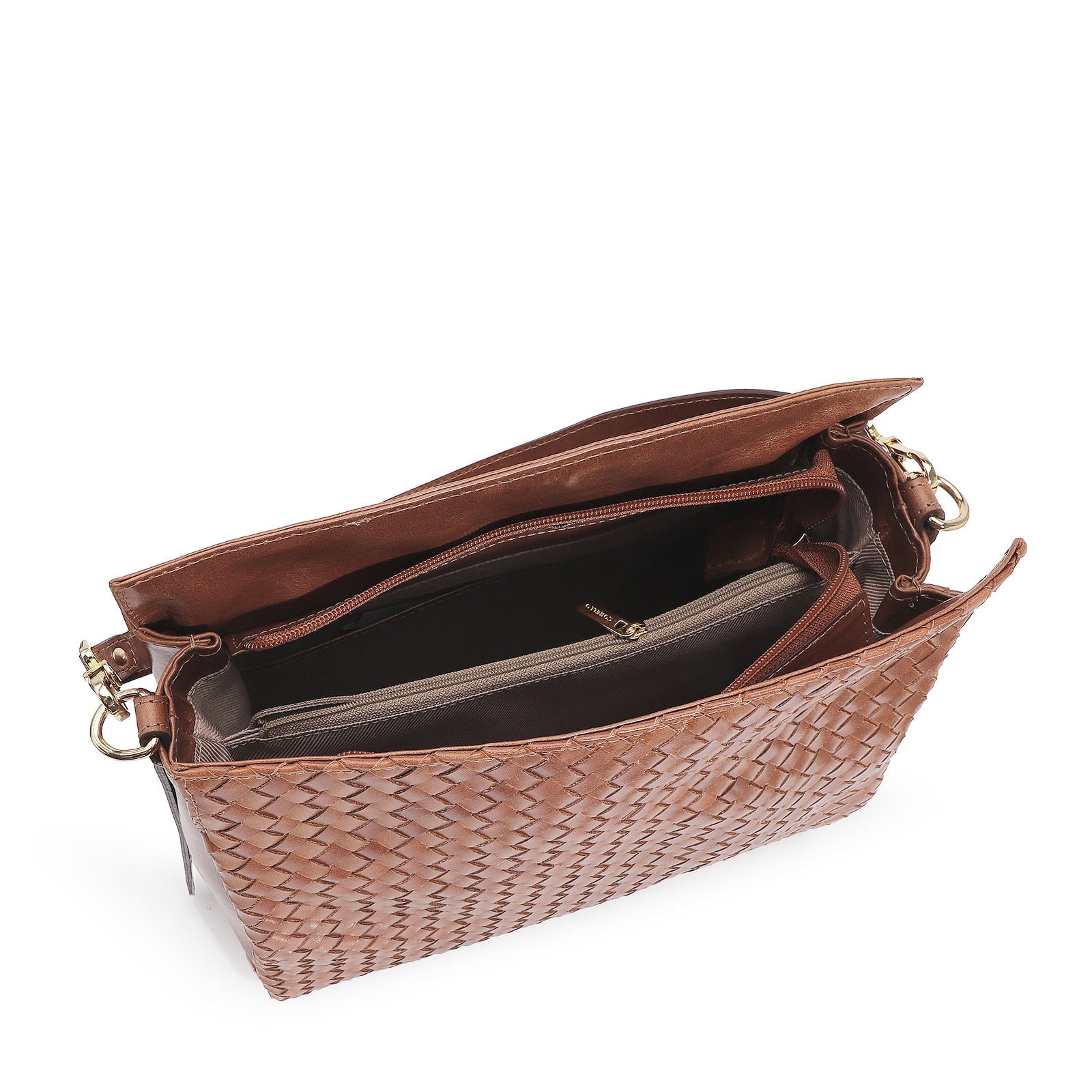 Bolsa De Ombro Tressê Couro Marrom