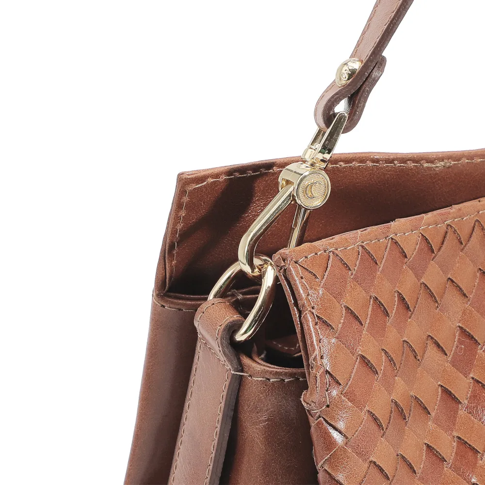 Bolsa De Ombro Tressê Couro Marrom - imagem 5