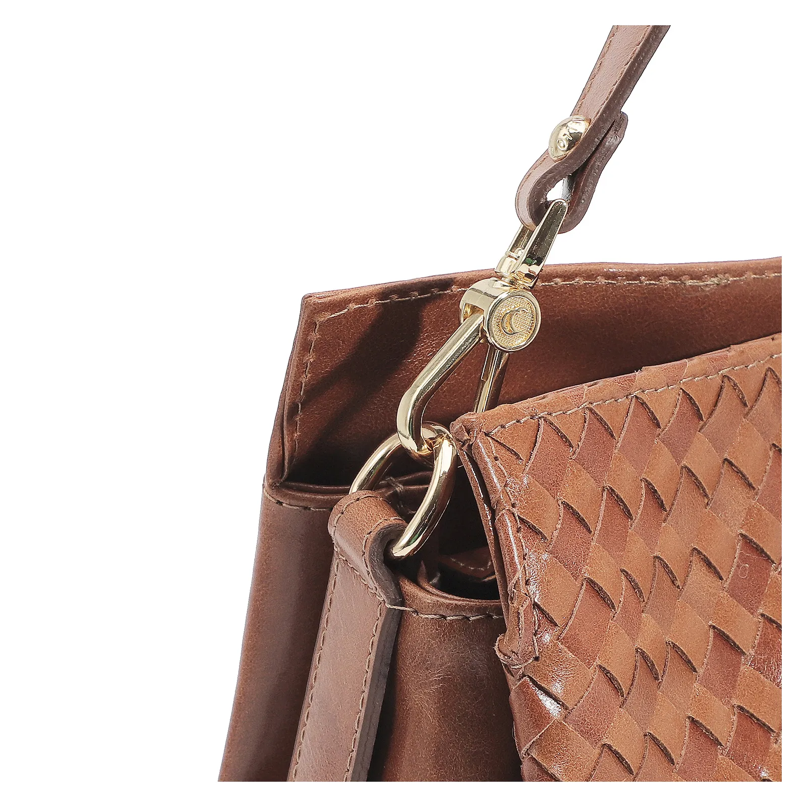 Bolsa De Ombro Tressê Couro Marrom