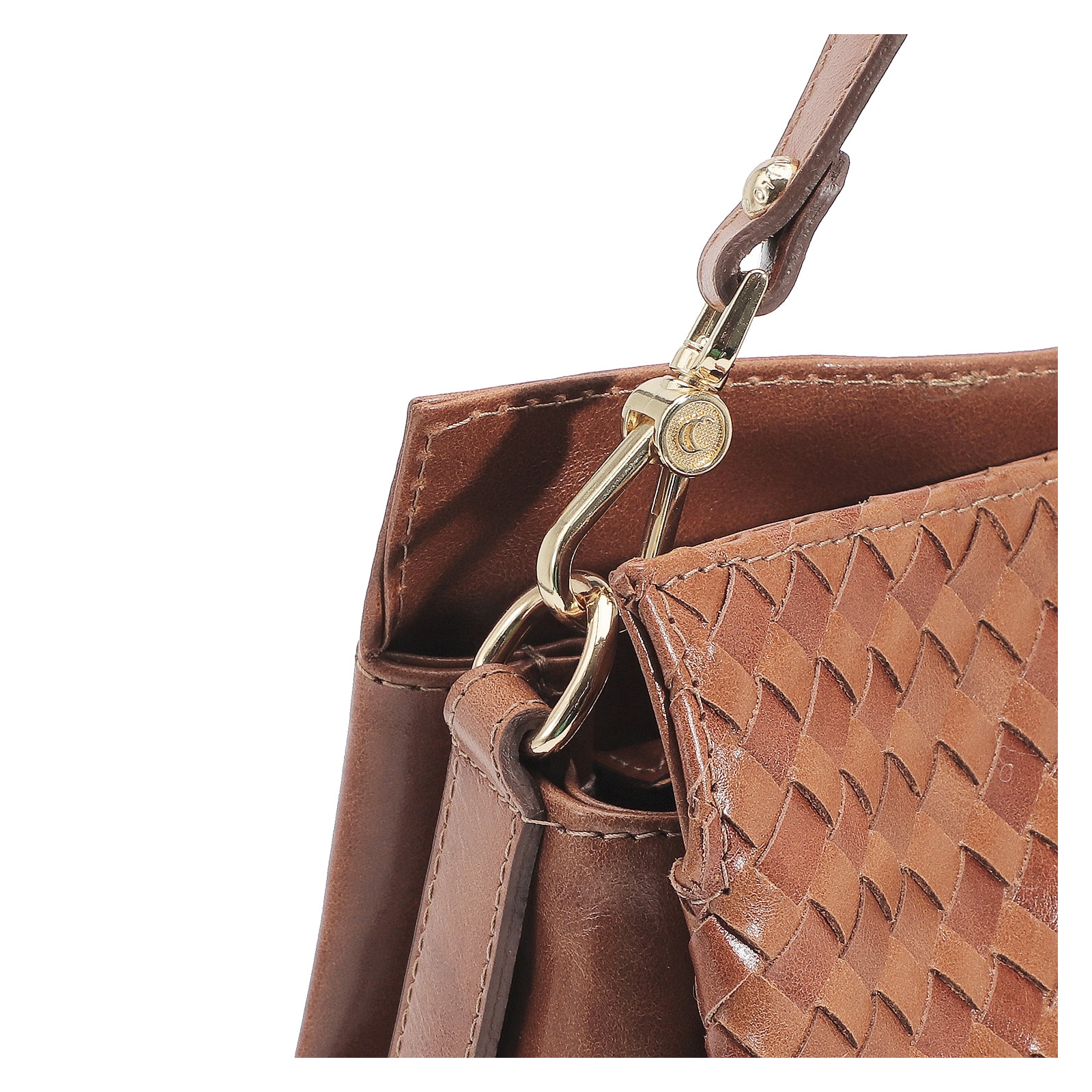 Bolsa De Ombro Tressê Couro Marrom