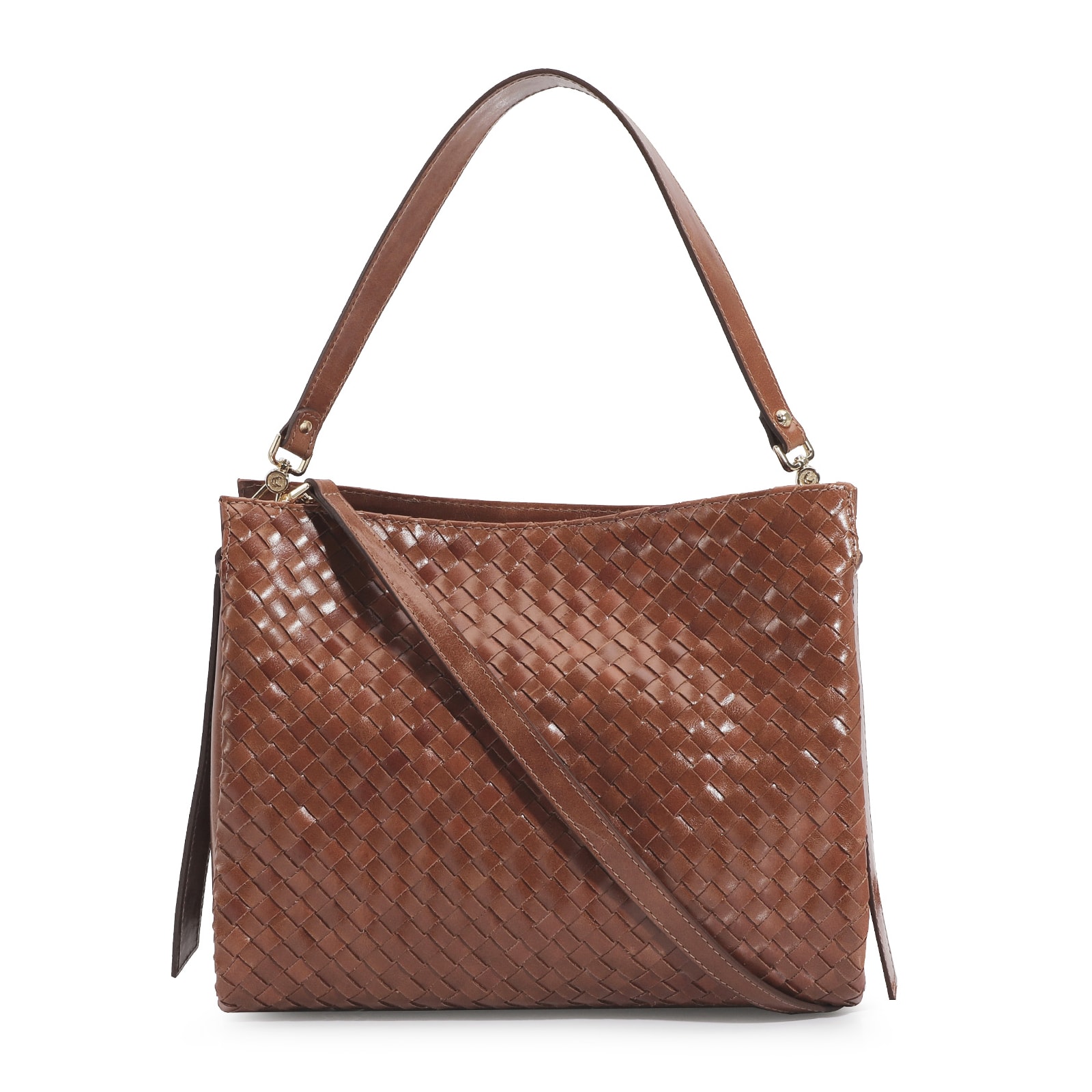 Bolsa De Ombro Tressê Couro Marrom