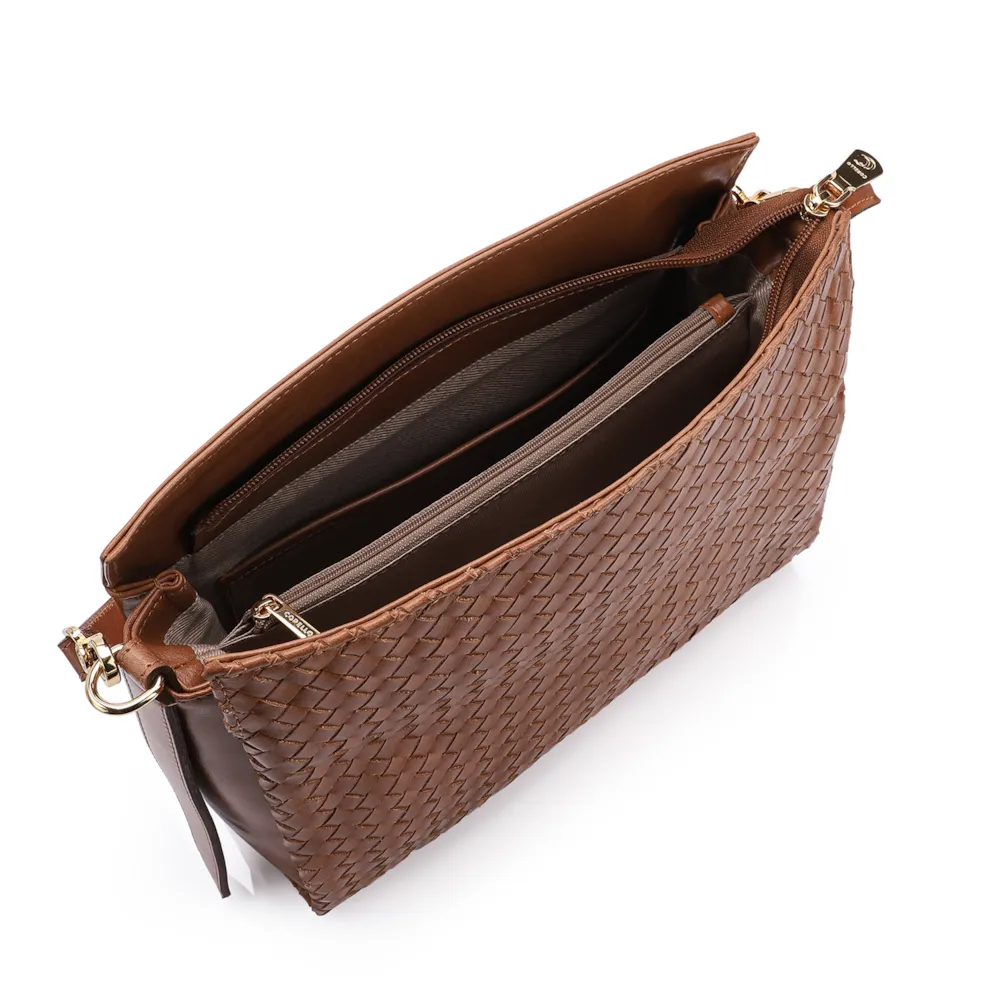 Bolsa De Ombro Tressê Couro Marrom - imagem 4
