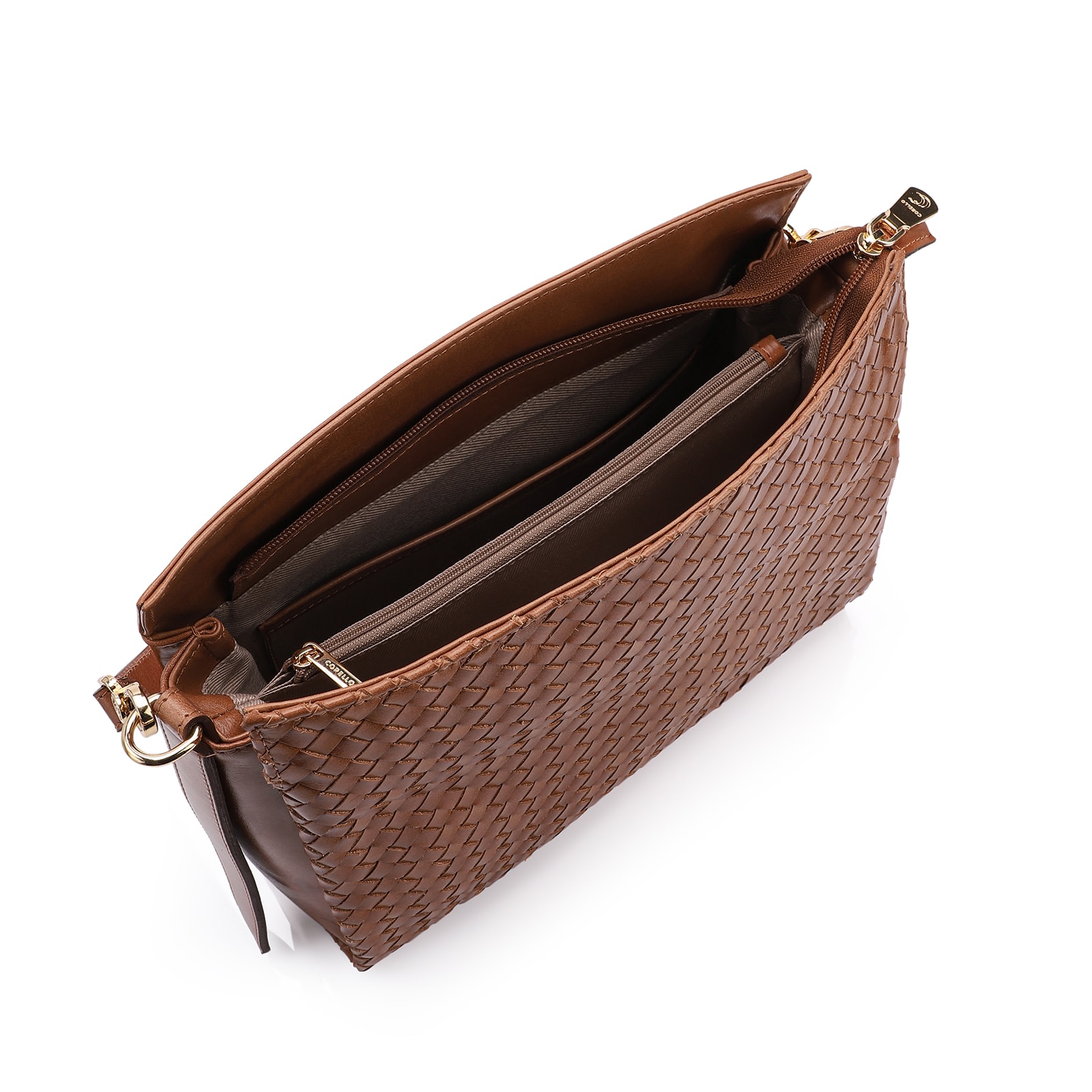 Bolsa De Ombro Tressê Couro Marrom