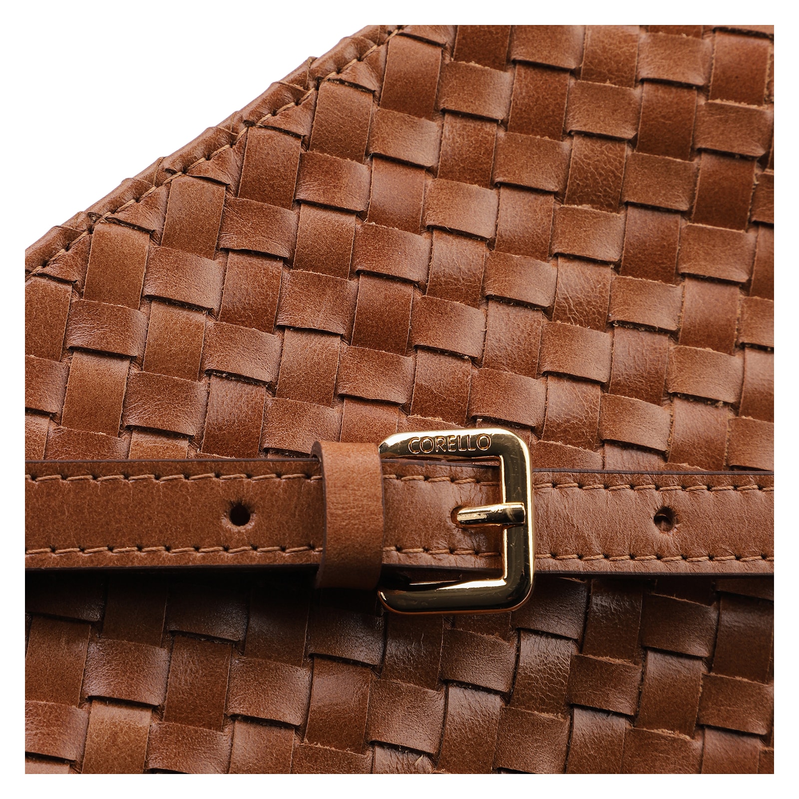 Bolsa De Ombro Tressê Couro Marrom