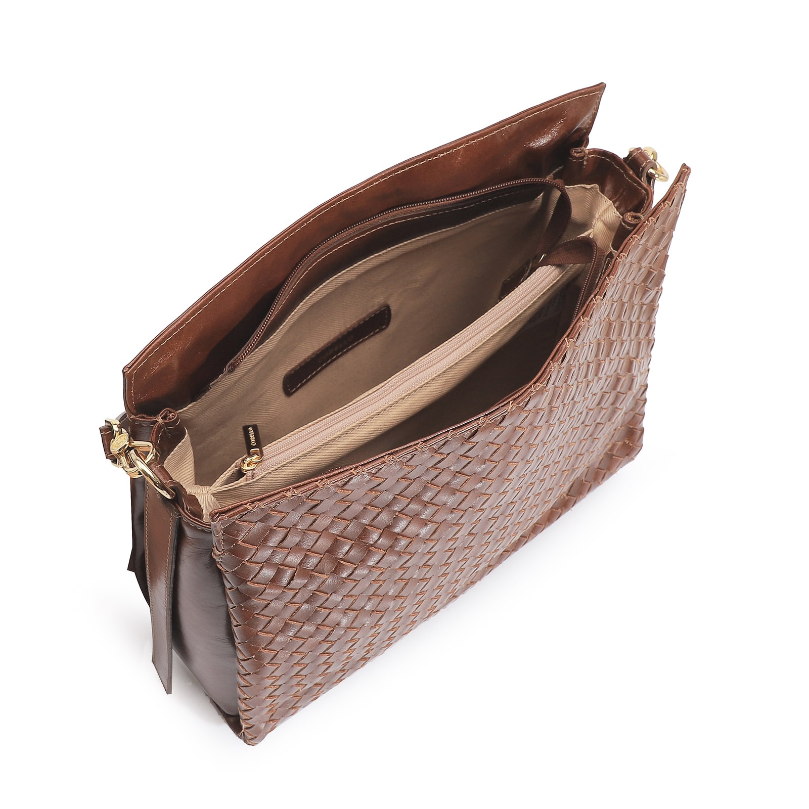Bolsa De Ombro Tressê Couro Marrom