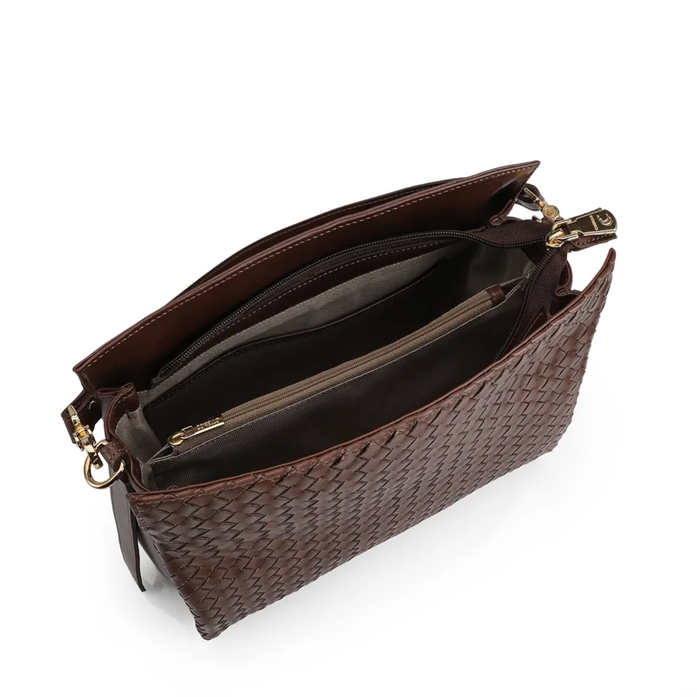 Bolsa De Ombro Tressê Couro Marrom - imagem 4