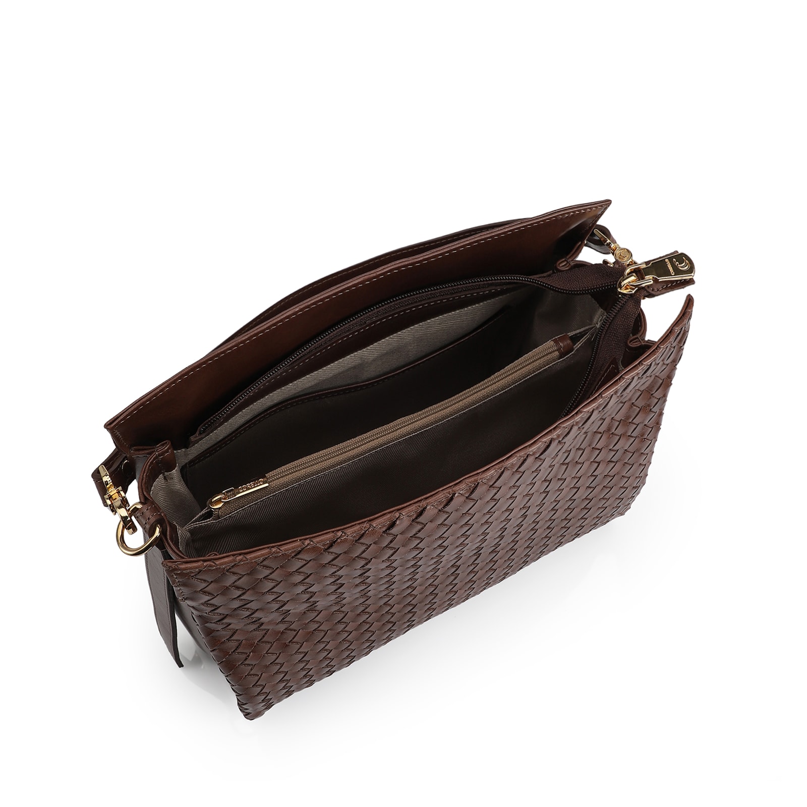 Bolsa De Ombro Tressê Couro Marrom