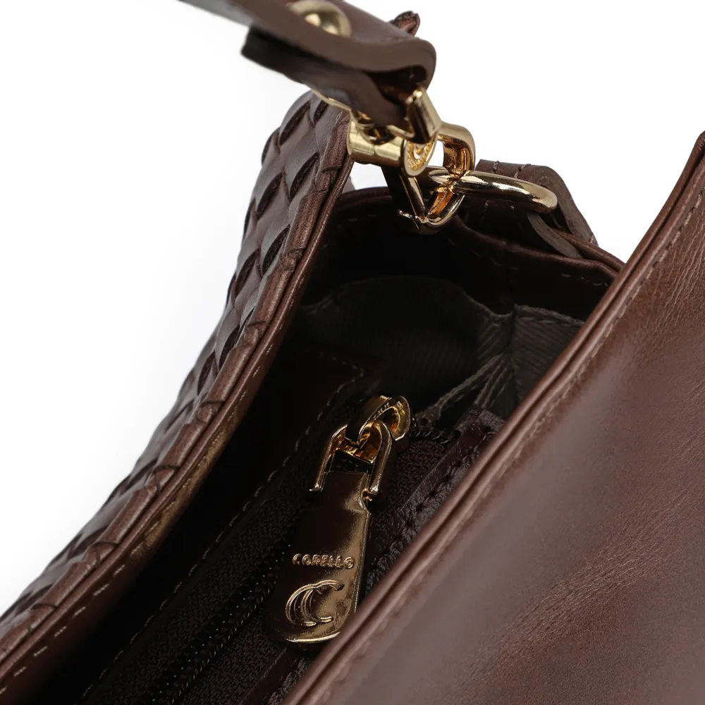 Bolsa De Ombro Tressê Couro Marrom - imagem 5
