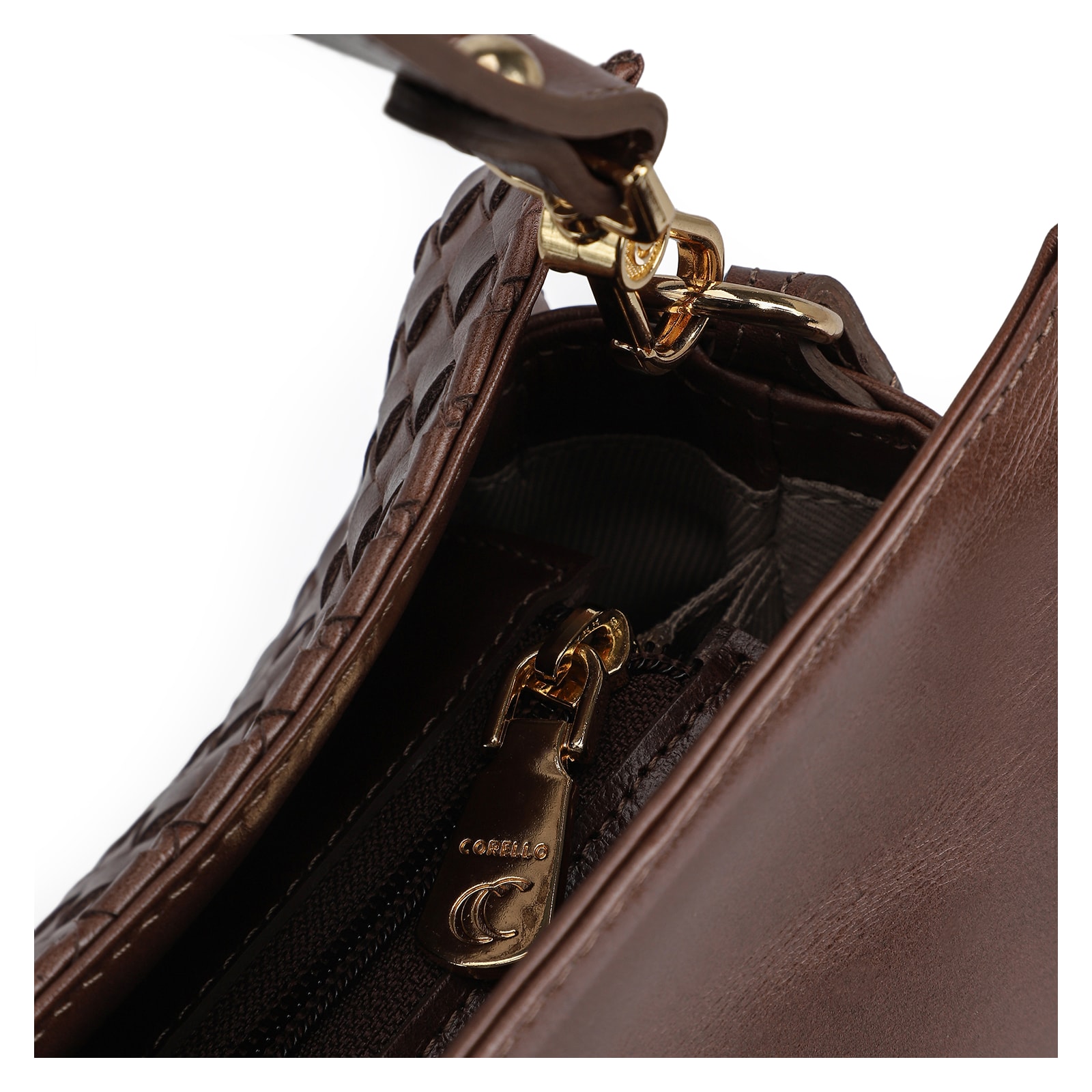 Bolsa De Ombro Tressê Couro Marrom