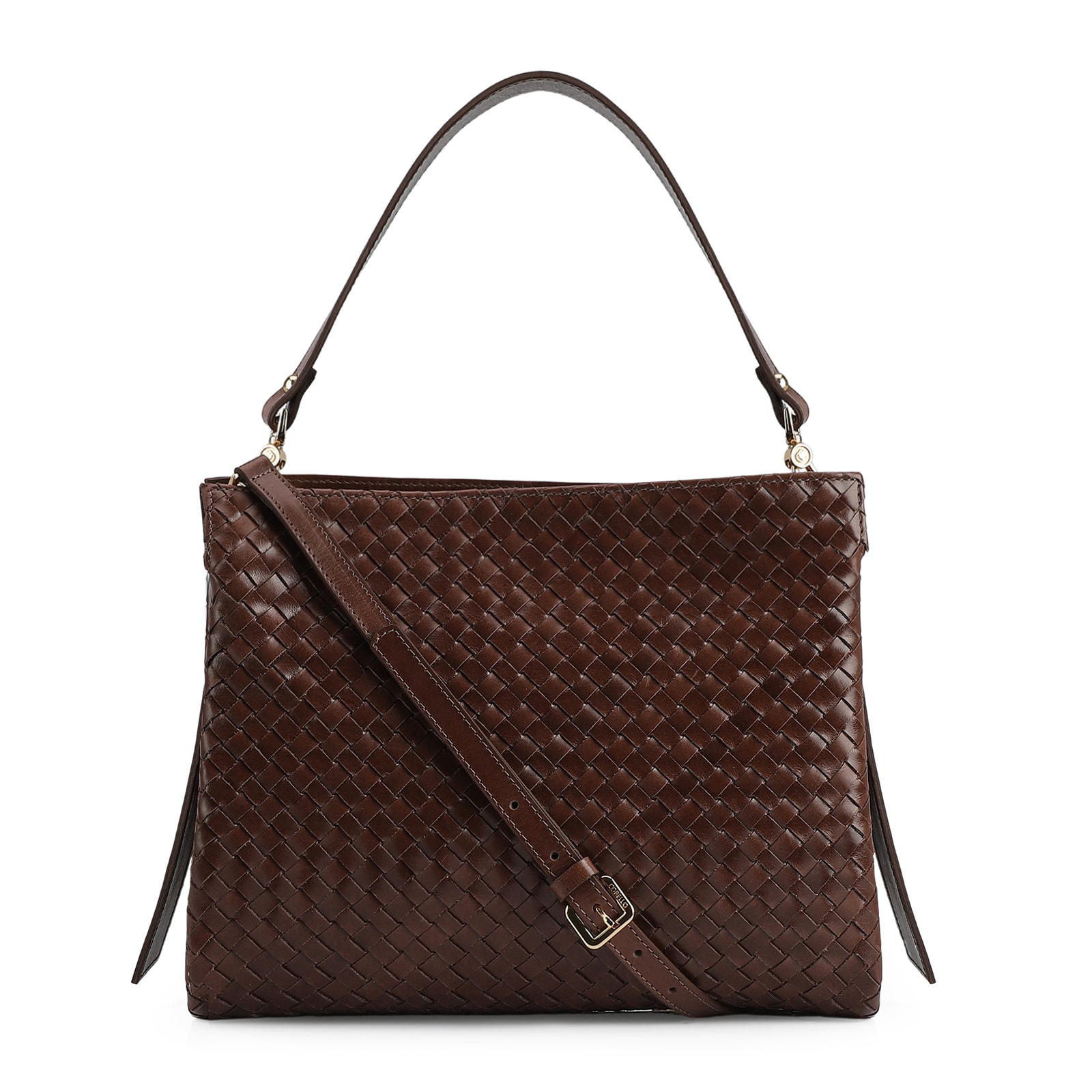 Bolsa De Ombro Tressê Couro Marrom