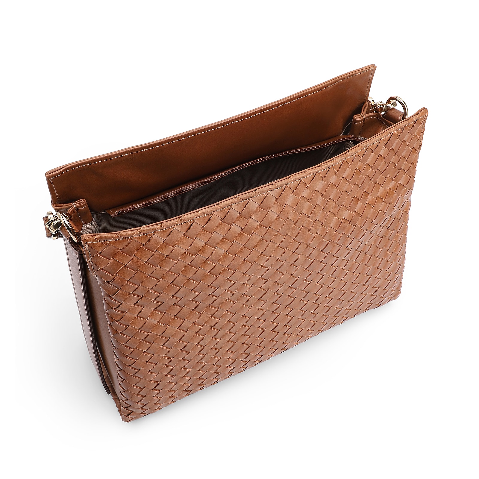 Bolsa De Ombro Tressê Couro Marrom