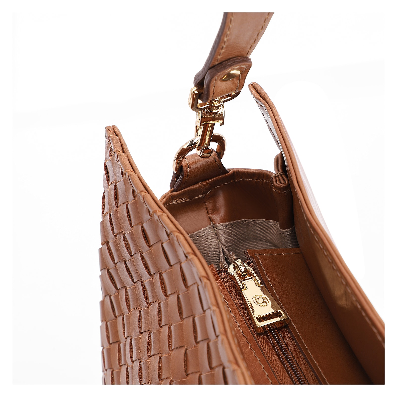 Bolsa De Ombro Tressê Couro Marrom