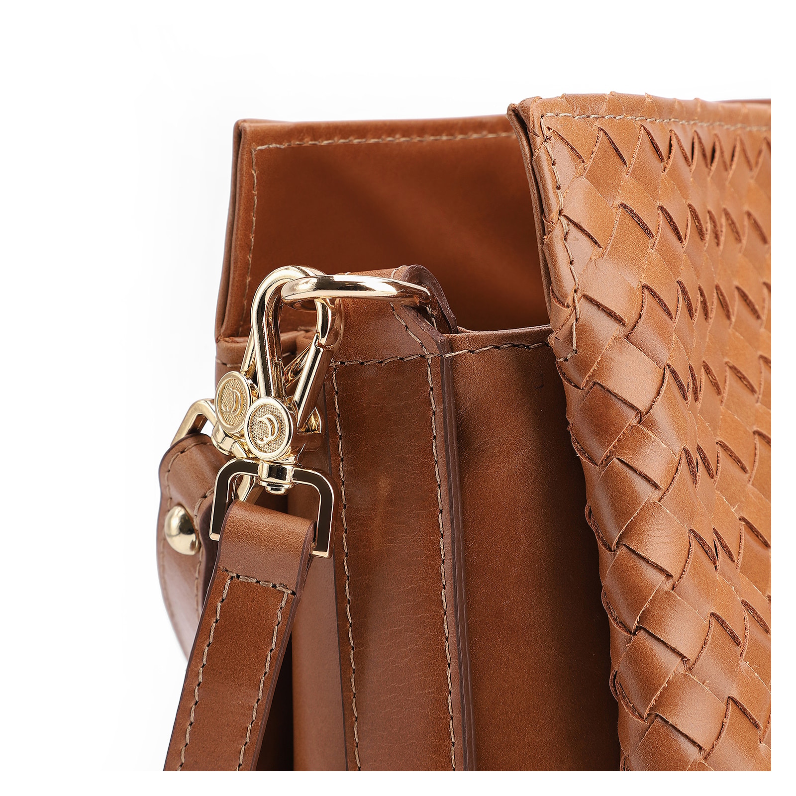 Bolsa De Ombro Tressê Couro Marrom