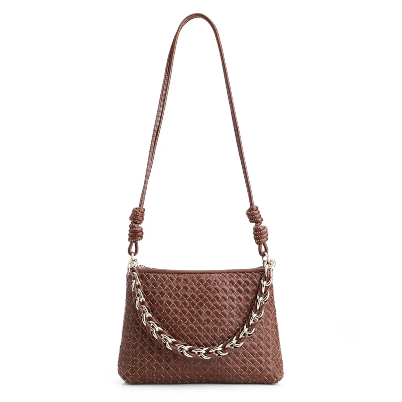 Bolsa De Ombro Tressê Couro Marrom