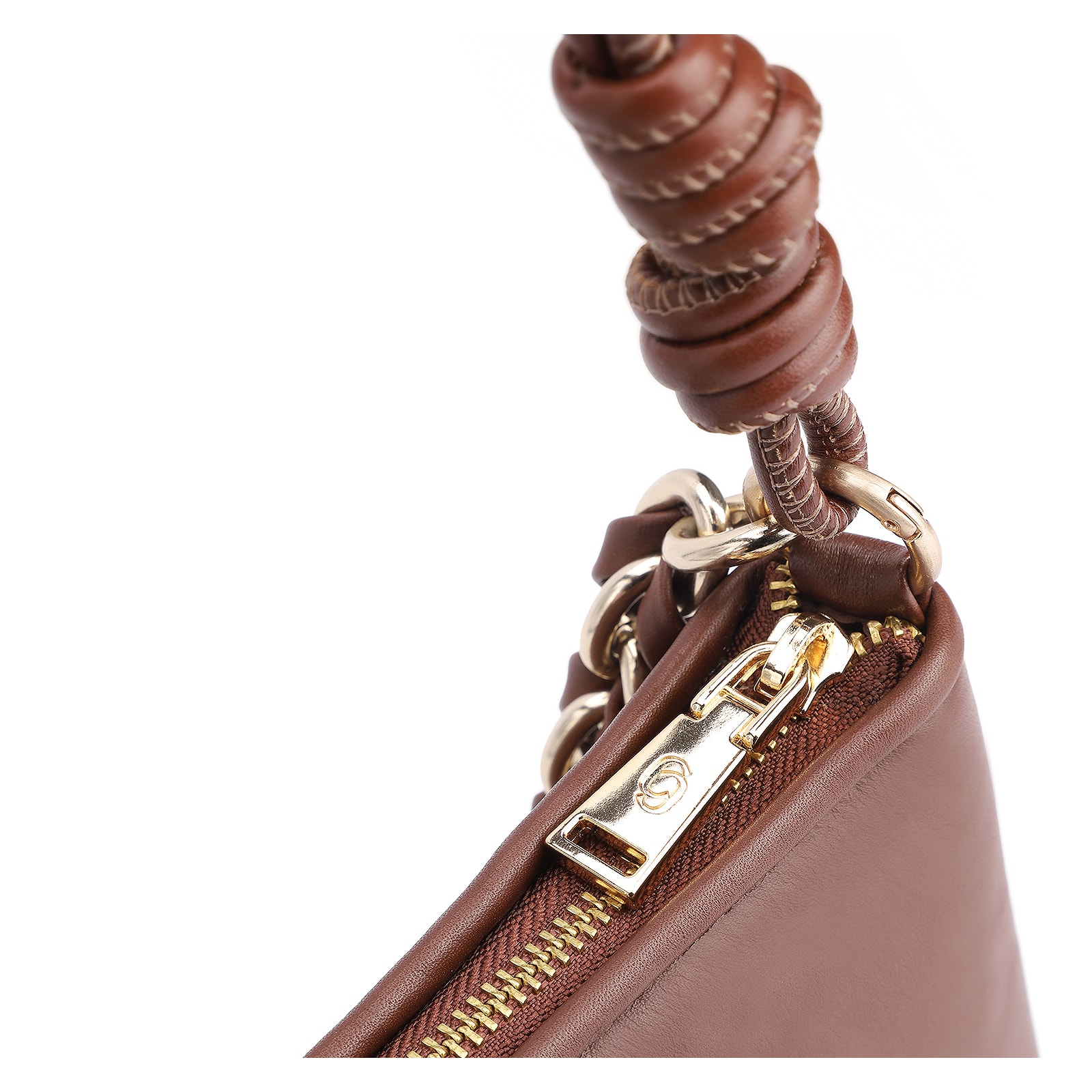 Bolsa De Ombro Tressê Couro Marrom