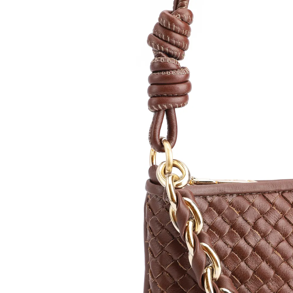 Bolsa De Ombro Tressê Couro Marrom - imagem 8