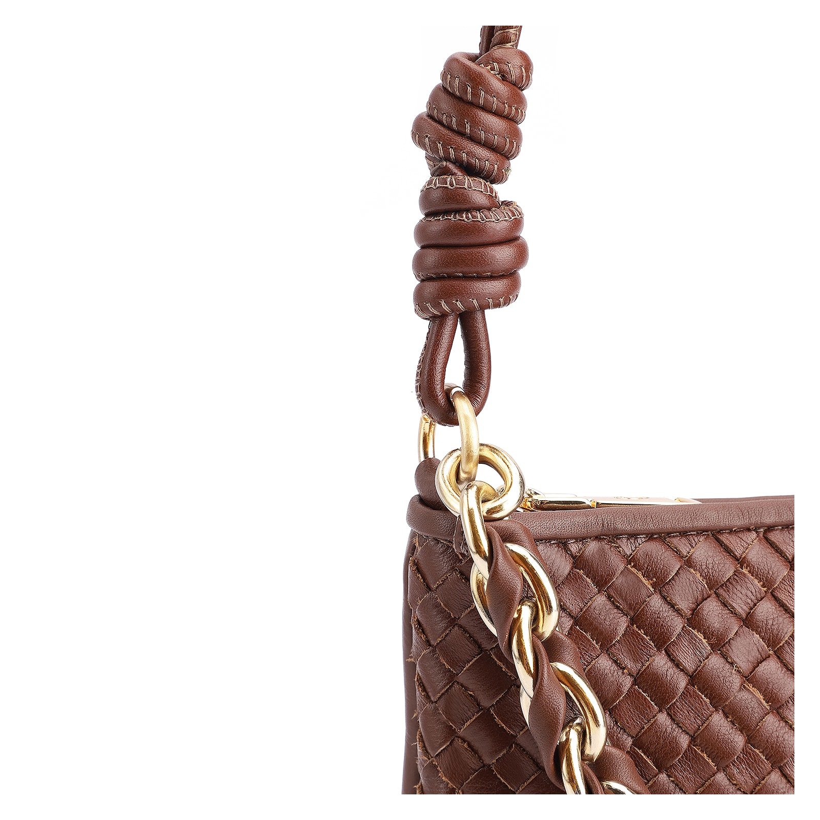 Bolsa De Ombro Tressê Couro Marrom
