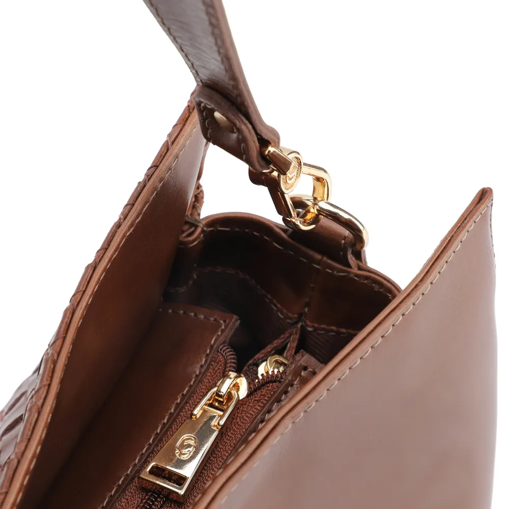 Bolsa De Ombro Tressê Couro Marrom - imagem 5