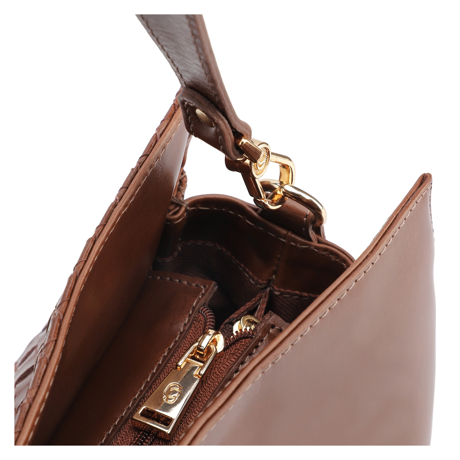 Bolsa De Ombro Tressê Couro Marrom