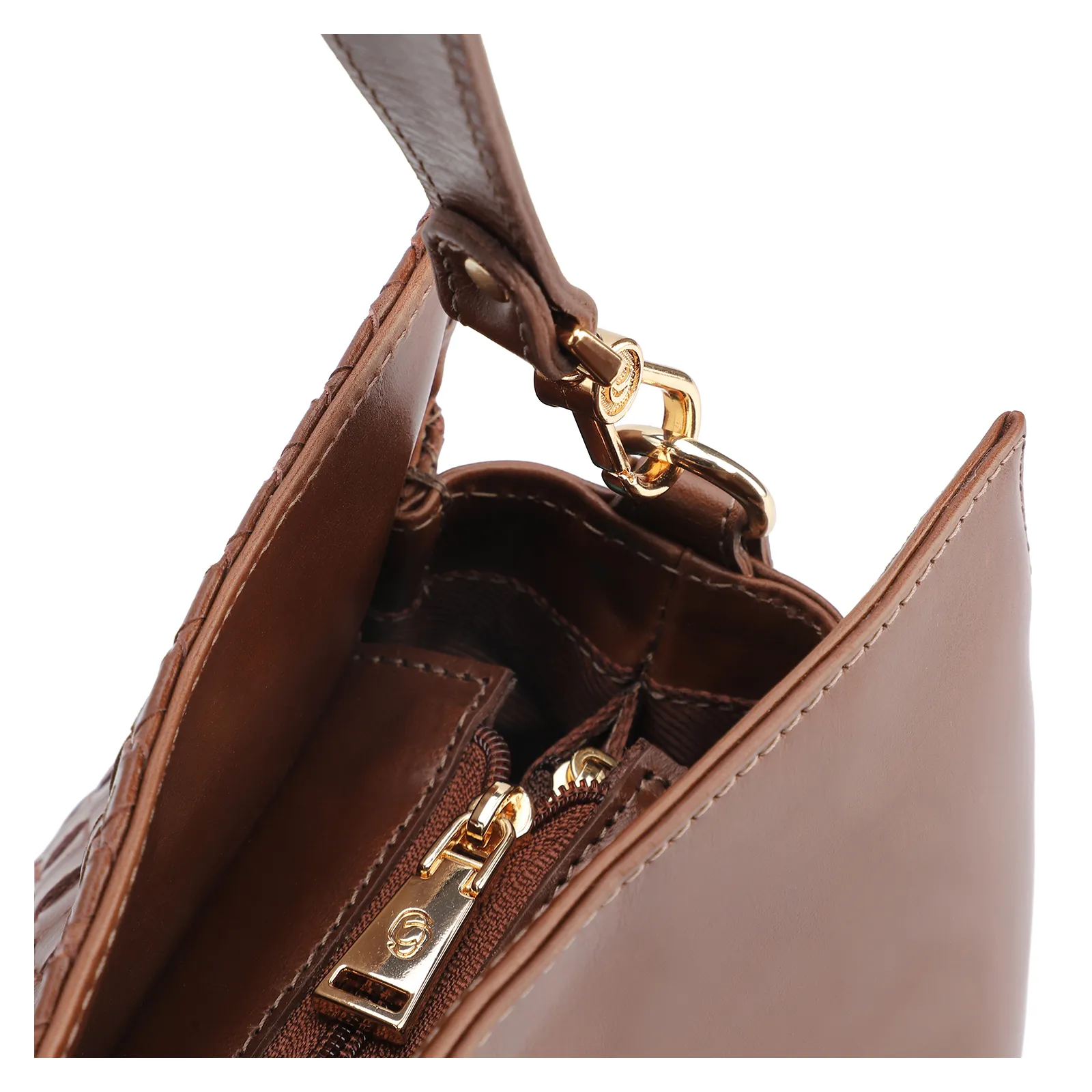 Bolsa De Ombro Tressê Couro Marrom