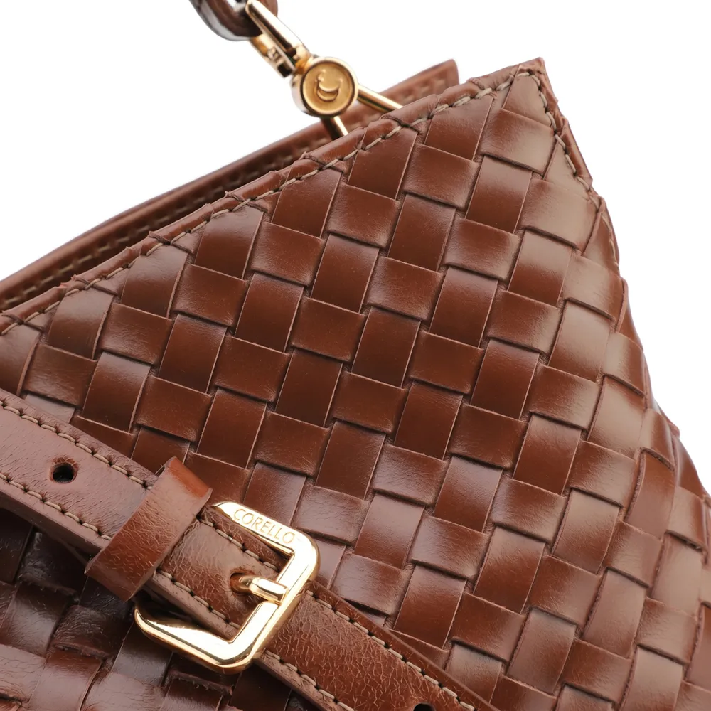 Bolsa De Ombro Tressê Couro Marrom - imagem 7