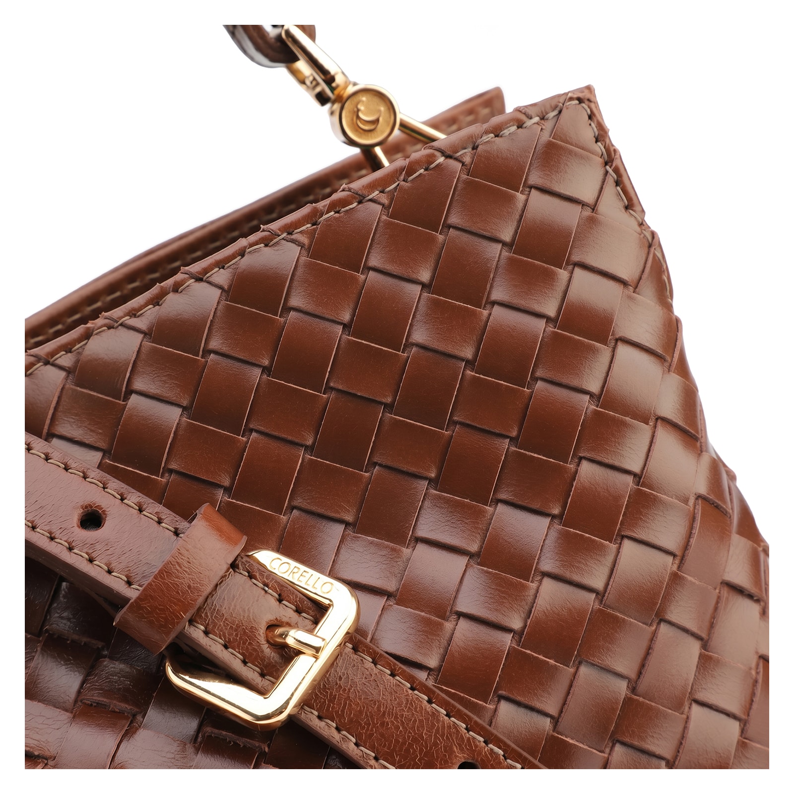 Bolsa De Ombro Tressê Couro Marrom