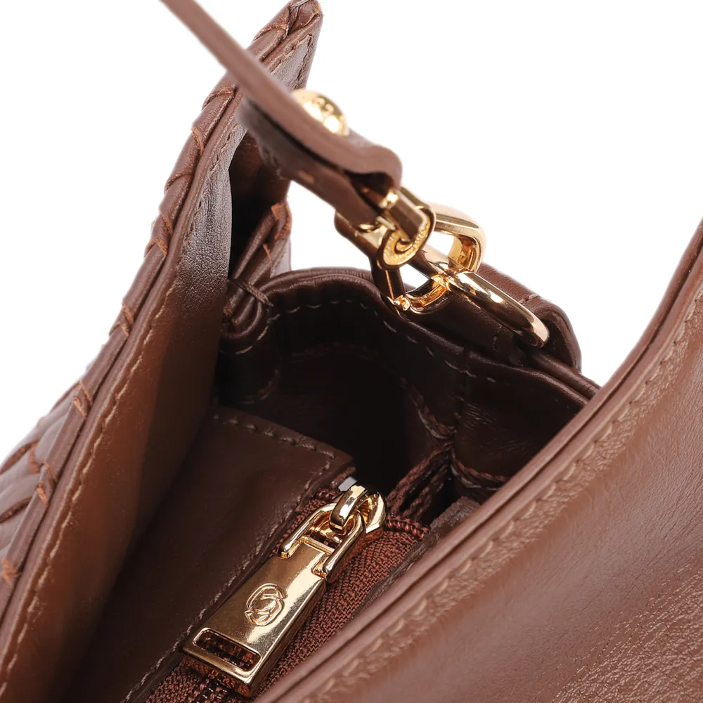 Bolsa De Ombro Tressê Couro Marrom - imagem 5