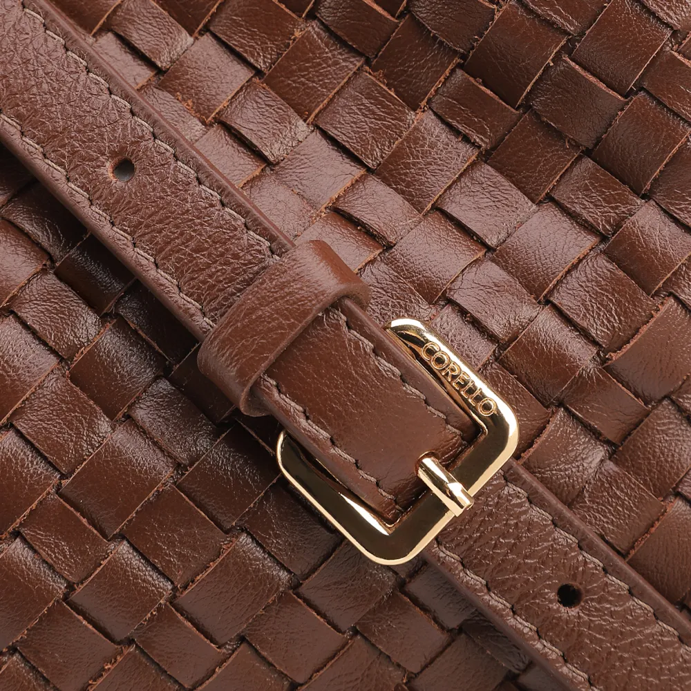 Bolsa De Ombro Tressê Couro Marrom - imagem 7