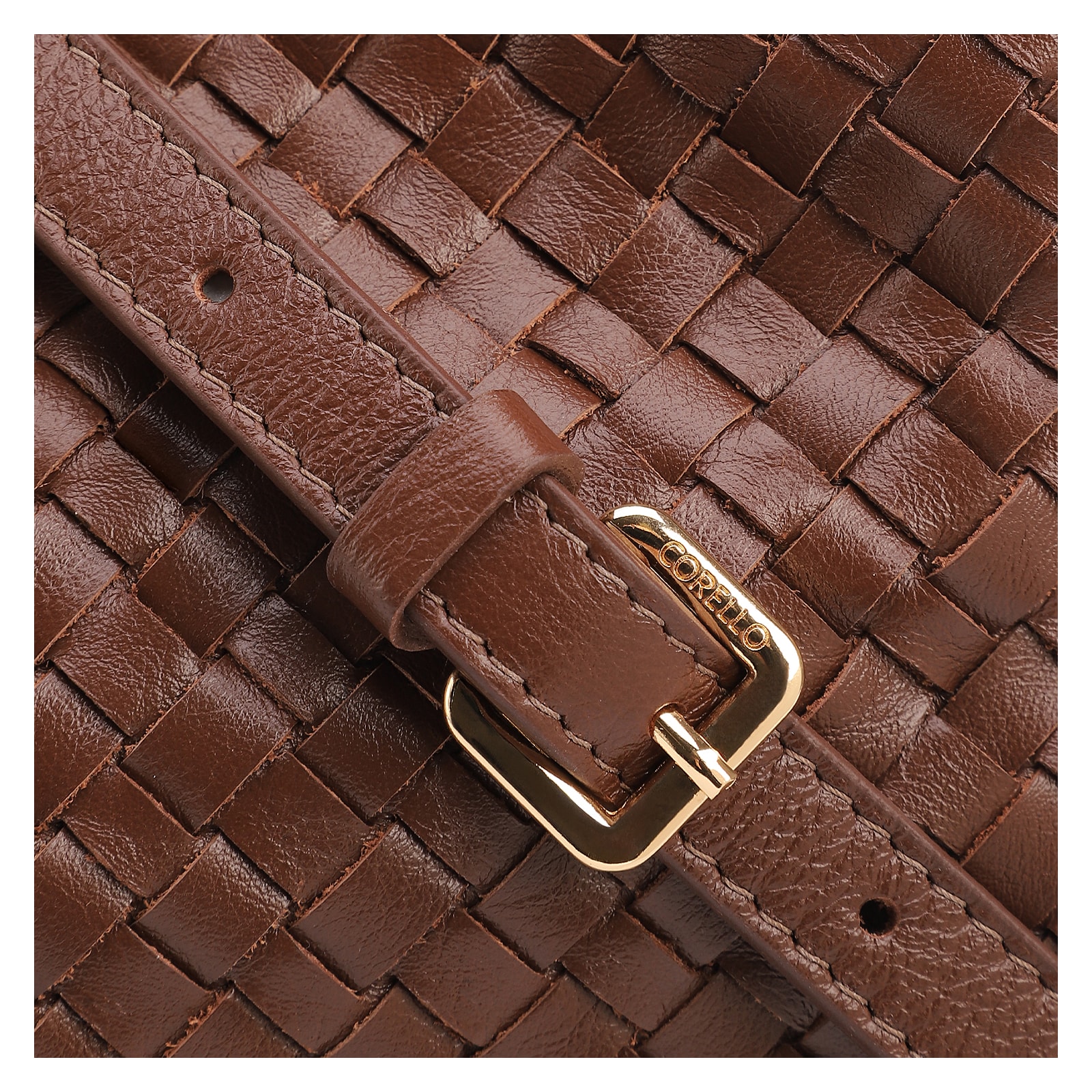 Bolsa De Ombro Tressê Couro Marrom