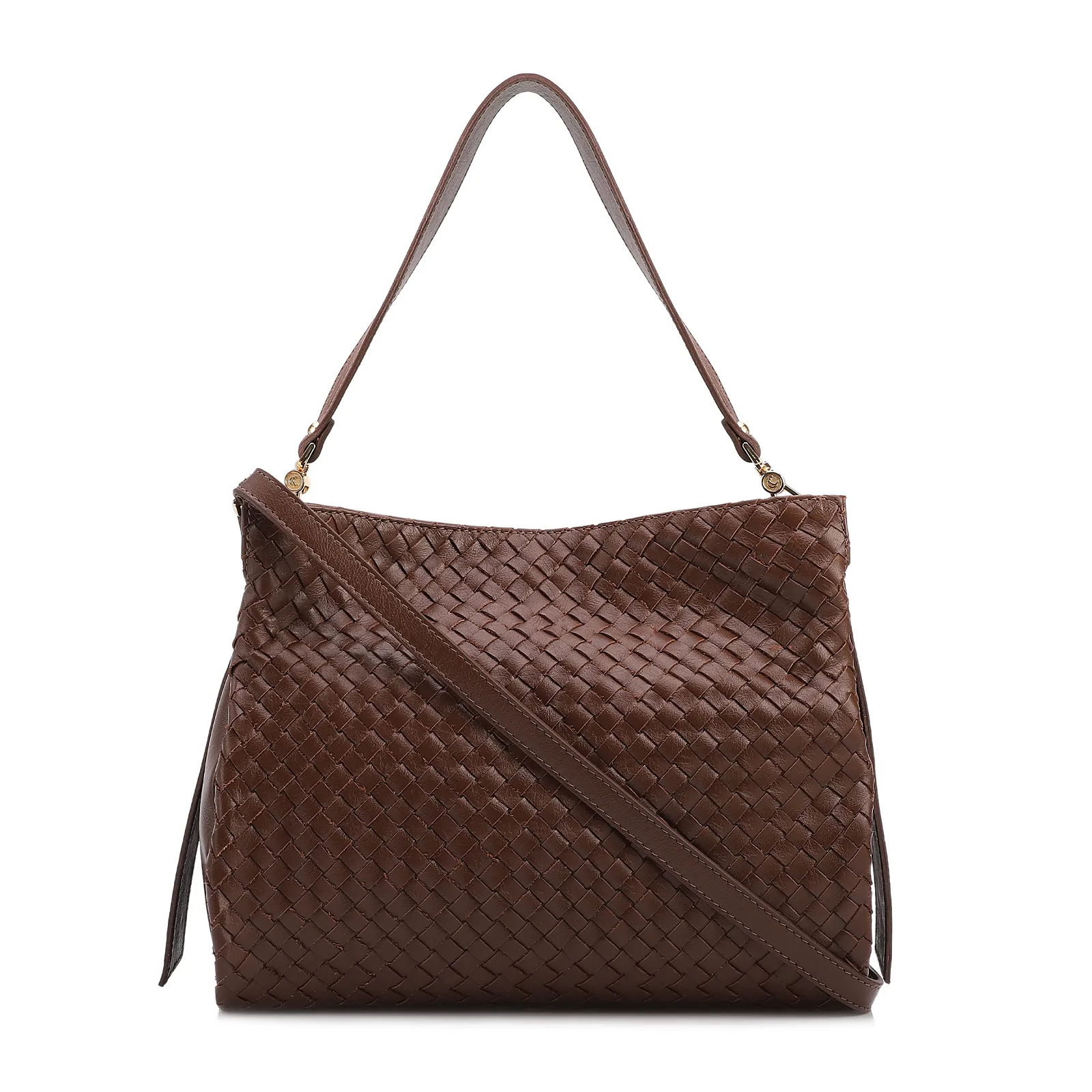 Bolsa De Ombro Tressê Couro Marrom