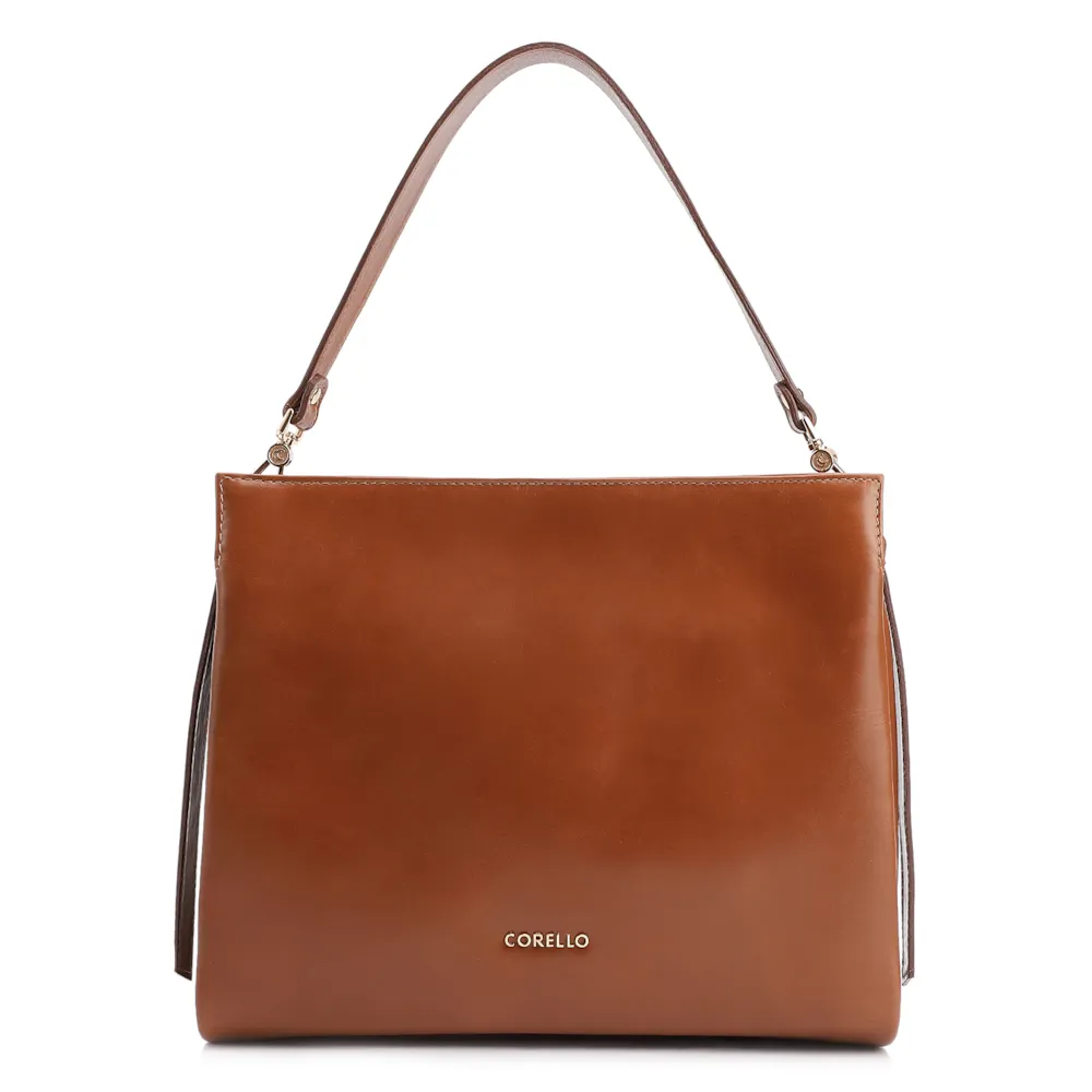 Bolsa De Ombro Tressê Couro Marrom Claro - imagem 3