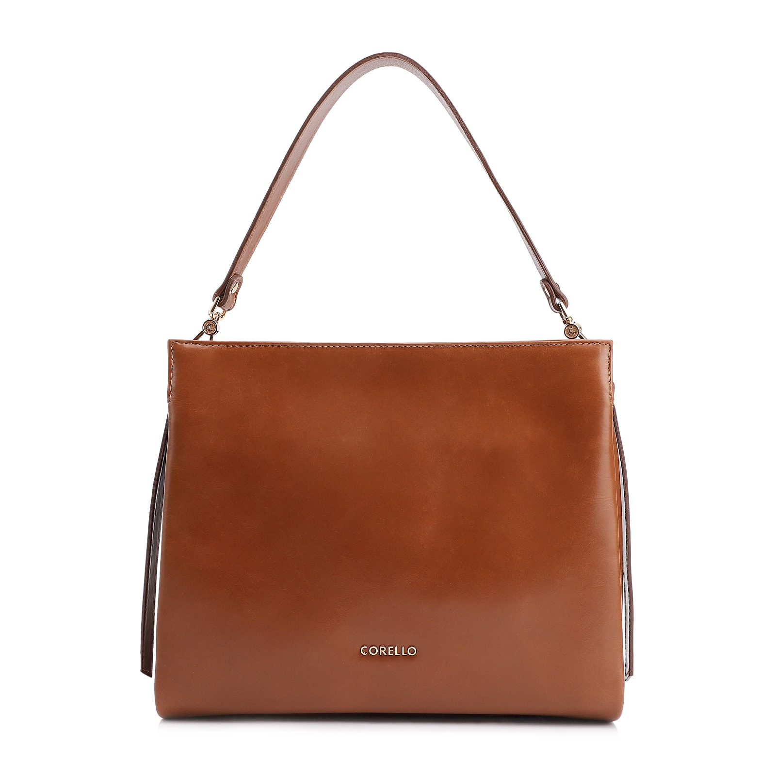 Bolsa De Ombro Tressê Couro Marrom Claro