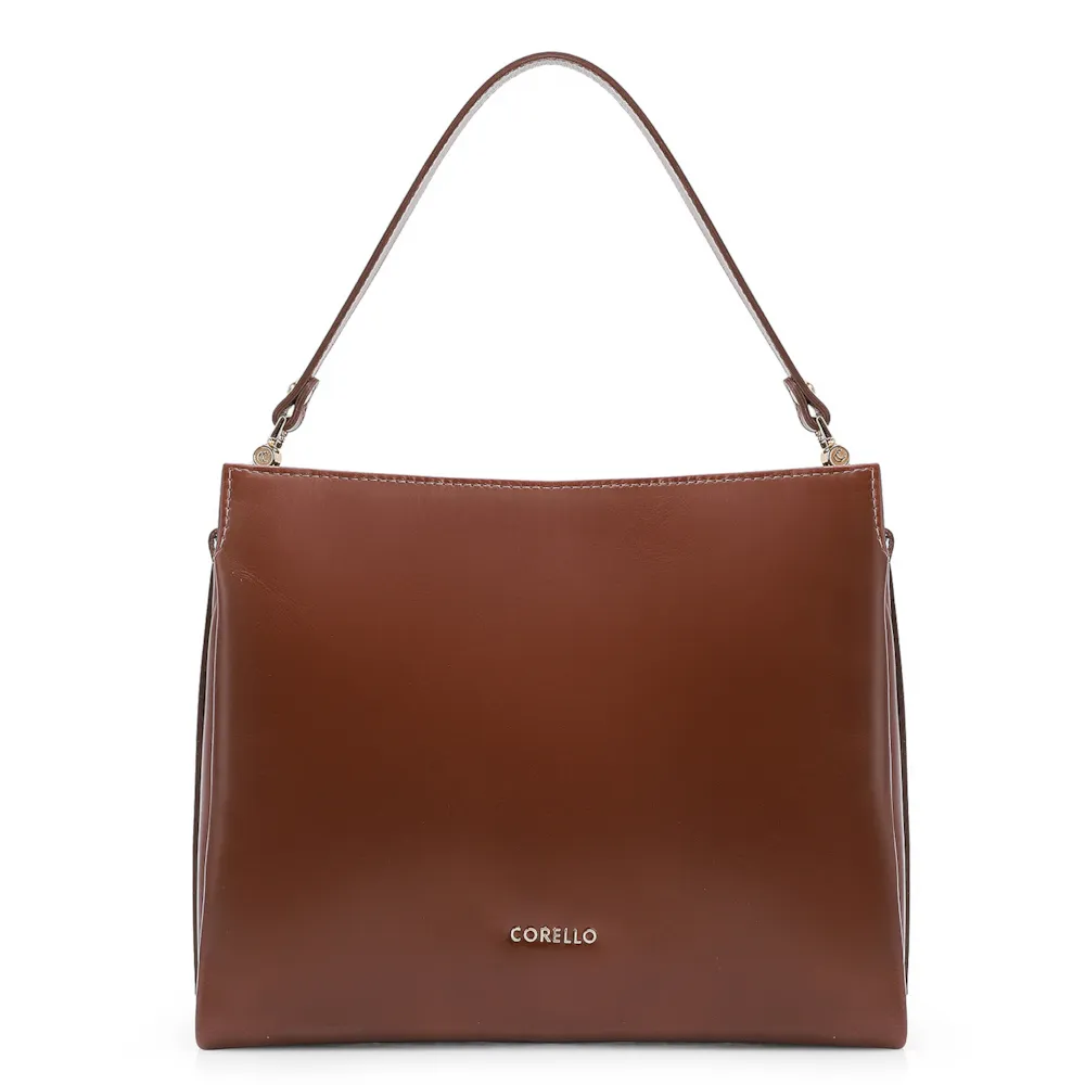 Bolsa De Ombro Tressê Couro Marrom Escuro - imagem 3