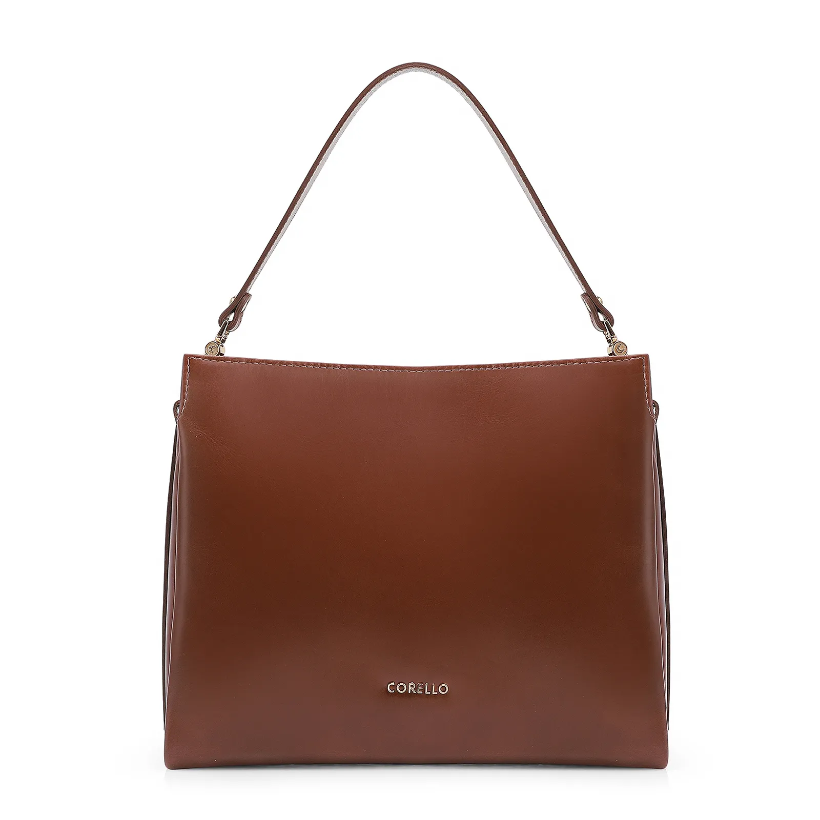 Bolsa De Ombro Tressê Couro Marrom Escuro