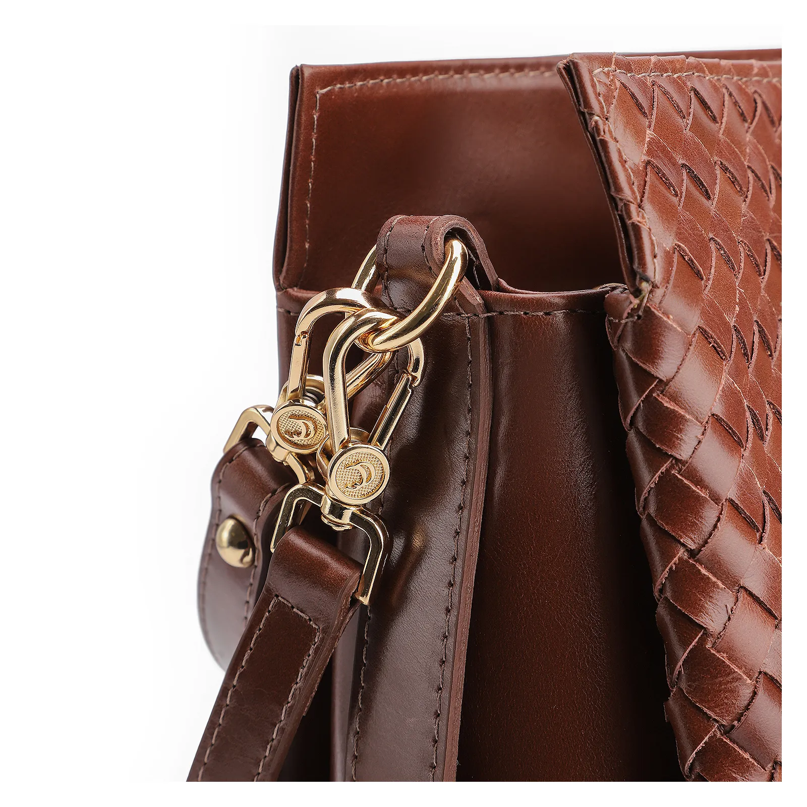 Bolsa De Ombro Tressê Couro Marrom Escuro