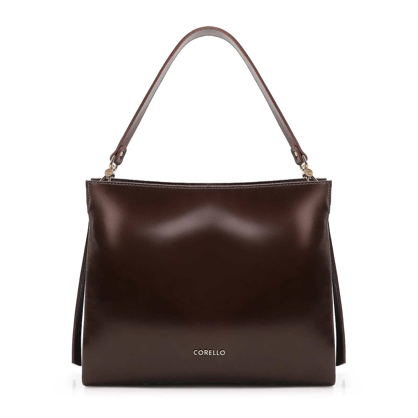 Bolsa De Ombro Tressê Couro Marrom Escuro