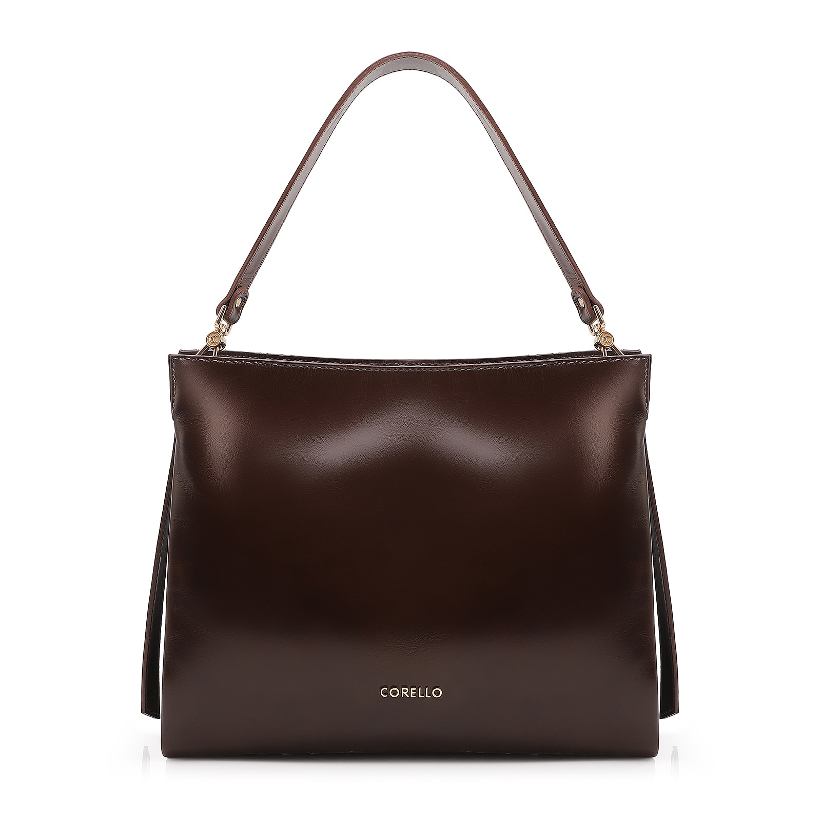 Bolsa De Ombro Tressê Couro Marrom Escuro