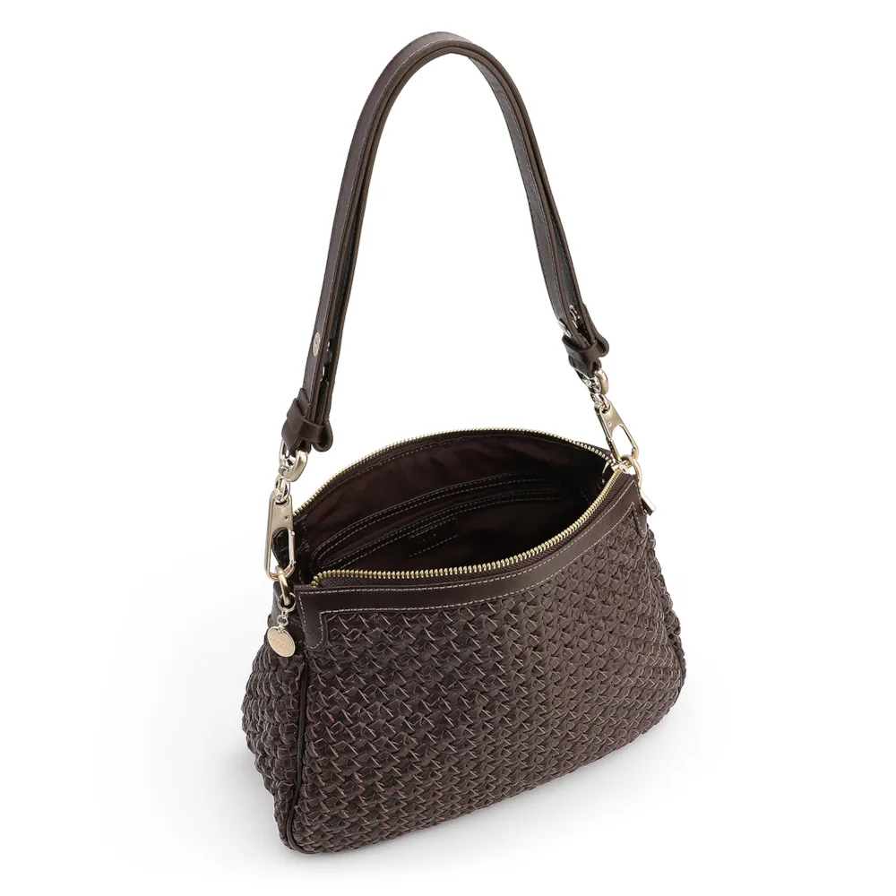 Bolsa De Ombro Tressê Couro Marrom Escuro - imagem 4