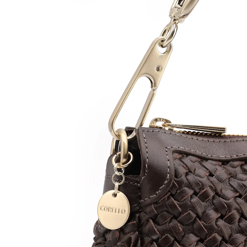 Bolsa De Ombro Tressê Couro Marrom Escuro - imagem 6
