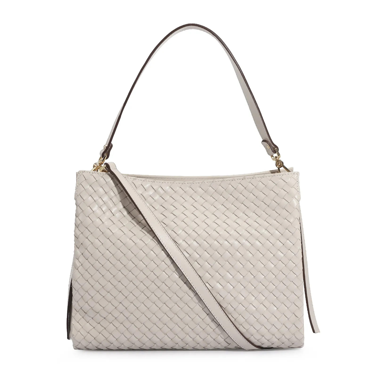 Bolsa De Ombro Tressê Couro Off White