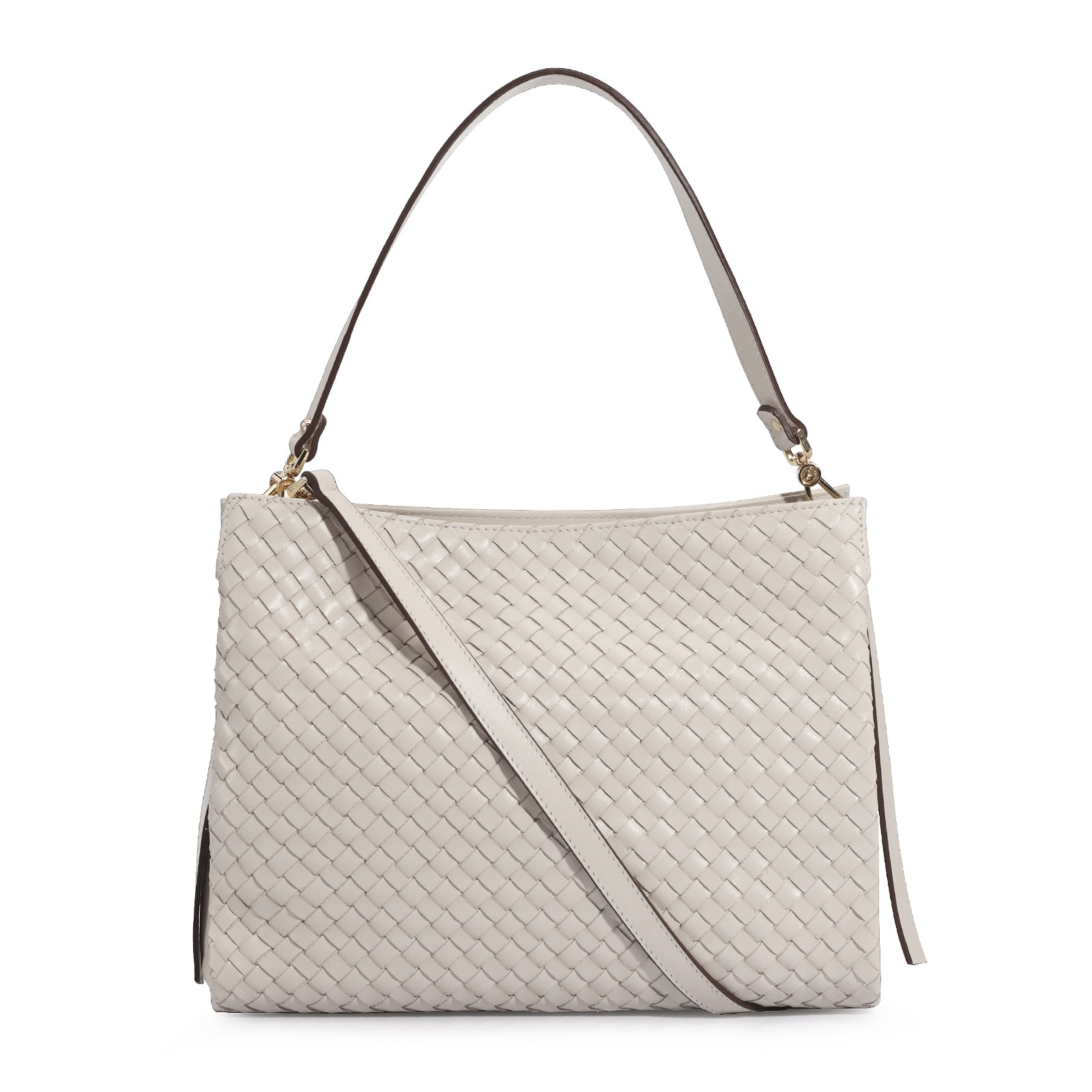 Bolsa De Ombro Tressê Couro Off White