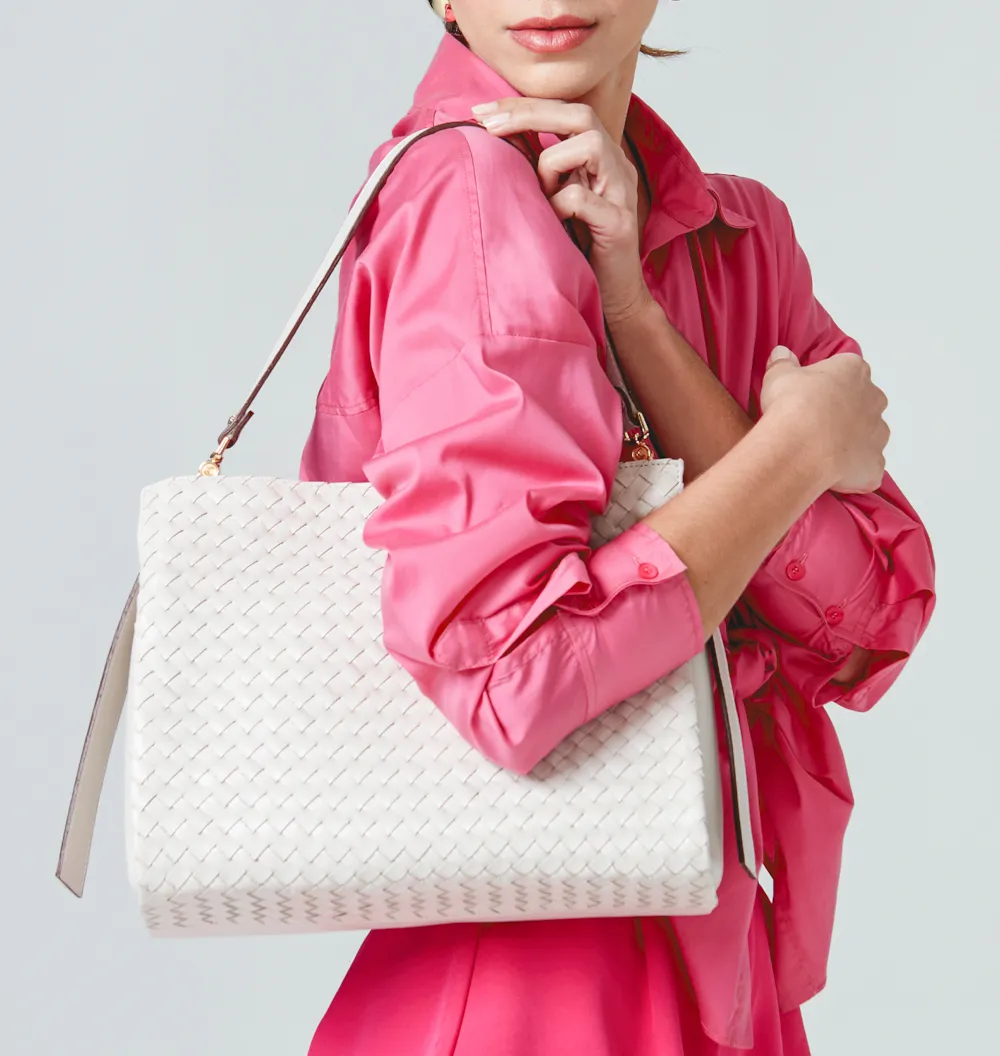 Bolsa De Ombro Tressê Couro Off White - imagem 2