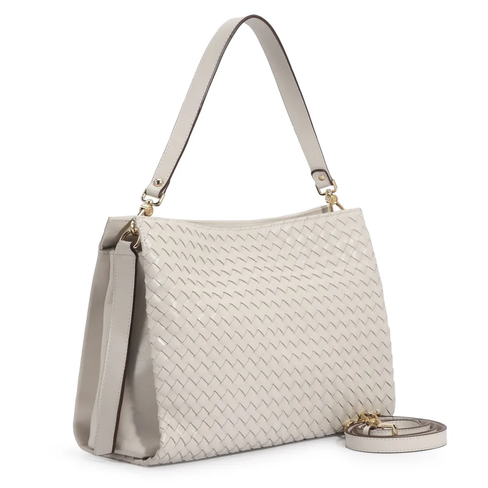 Bolsa De Ombro Tressê Couro Off White - imagem 3