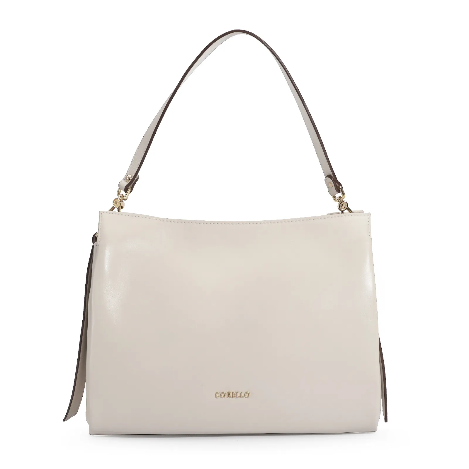 Bolsa De Ombro Tressê Couro Off White