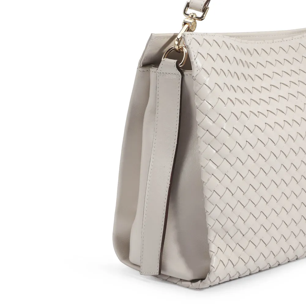 Bolsa De Ombro Tressê Couro Off White - imagem 6