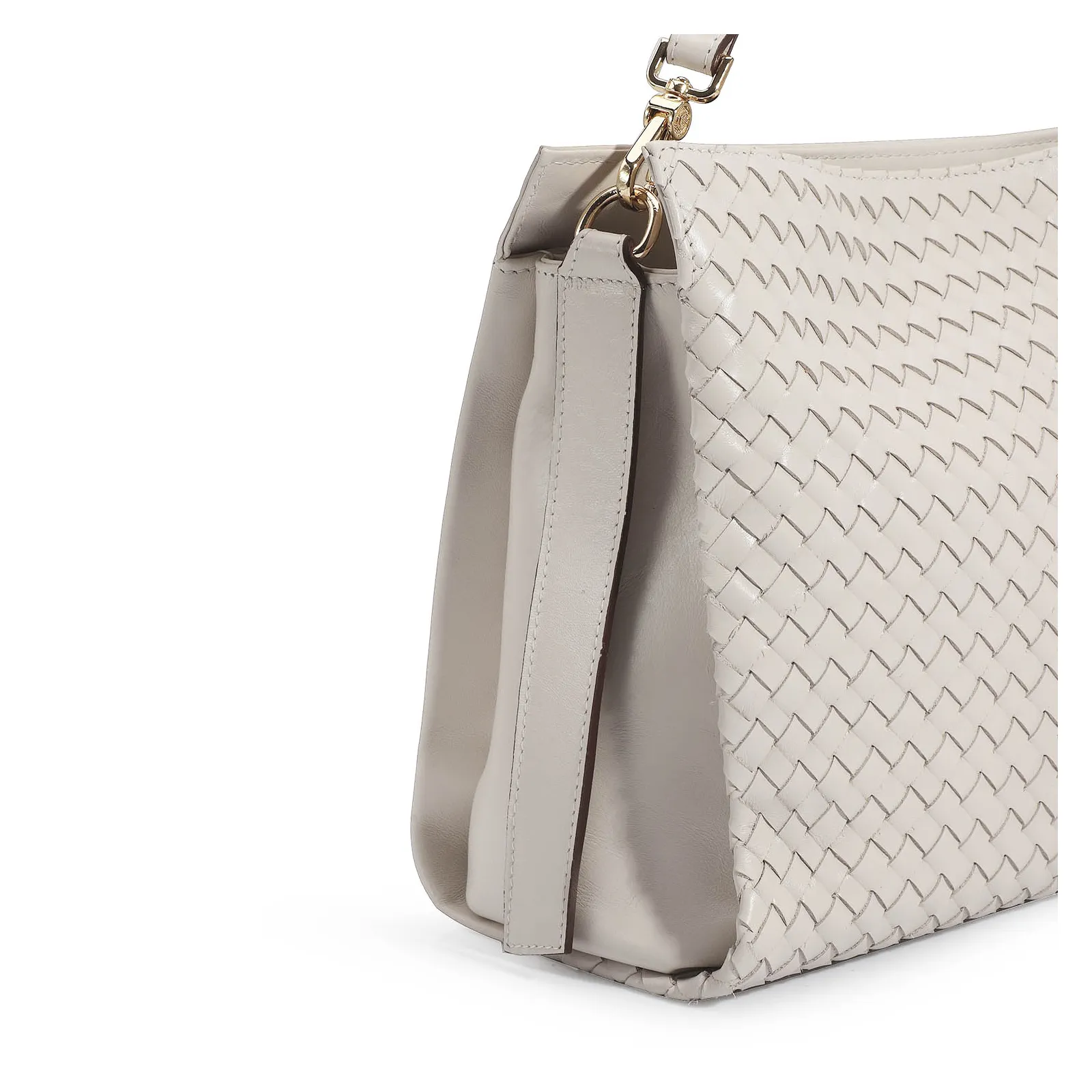 Bolsa De Ombro Tressê Couro Off White