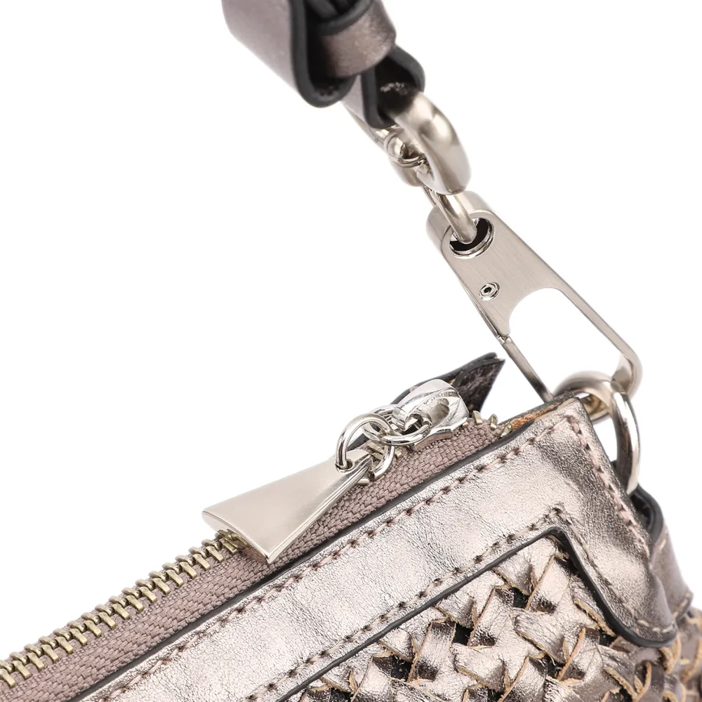 Bolsa De Ombro Tressê Couro Prata - imagem 5
